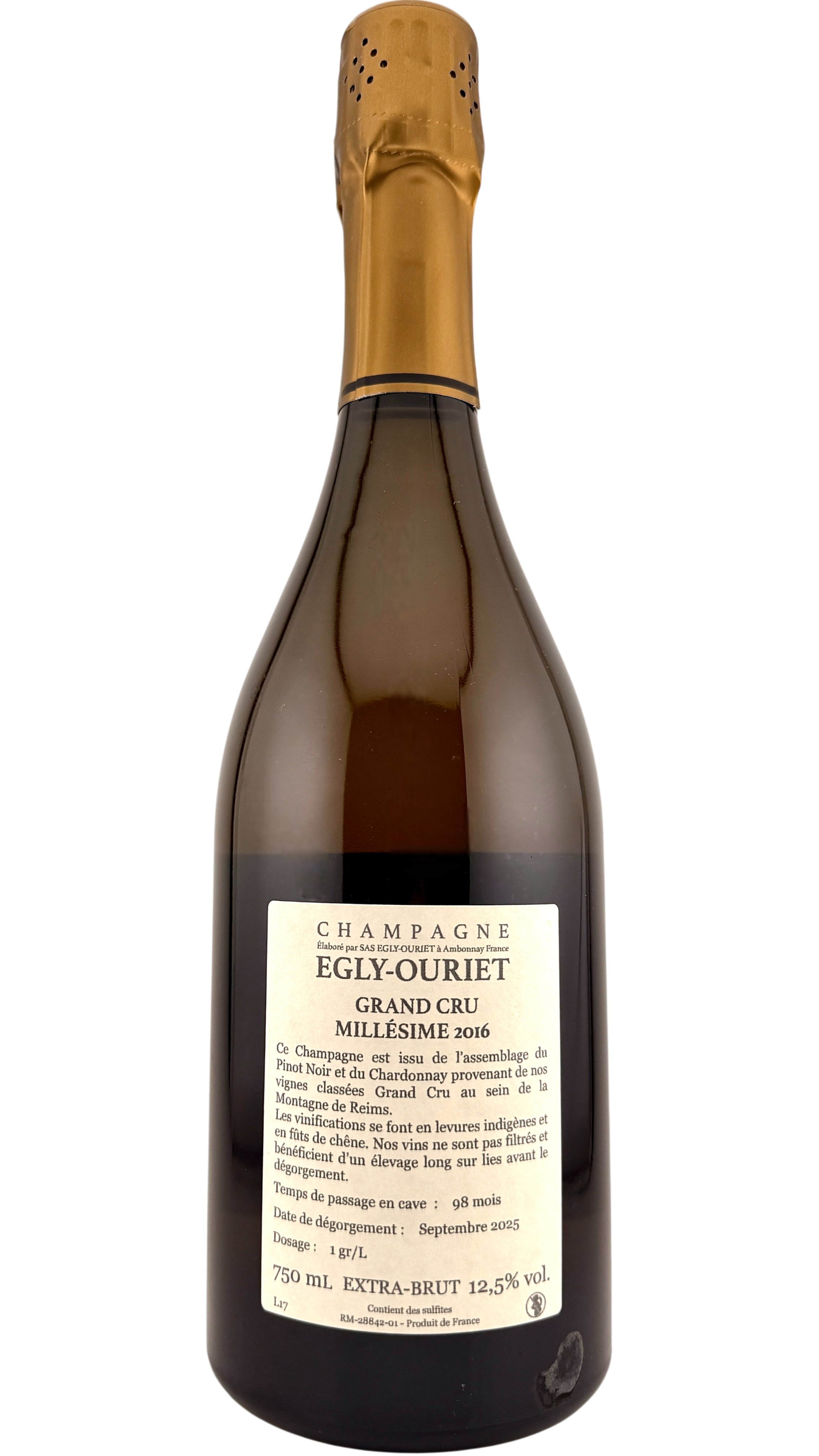Champagne Millésime 2016 grand cru Egly Ouriet vin blanc effervescent sparkling wine pinot noir pinot meunier chardonnay bio biodynamie organic wine natural wine vin naturel vintage 2016