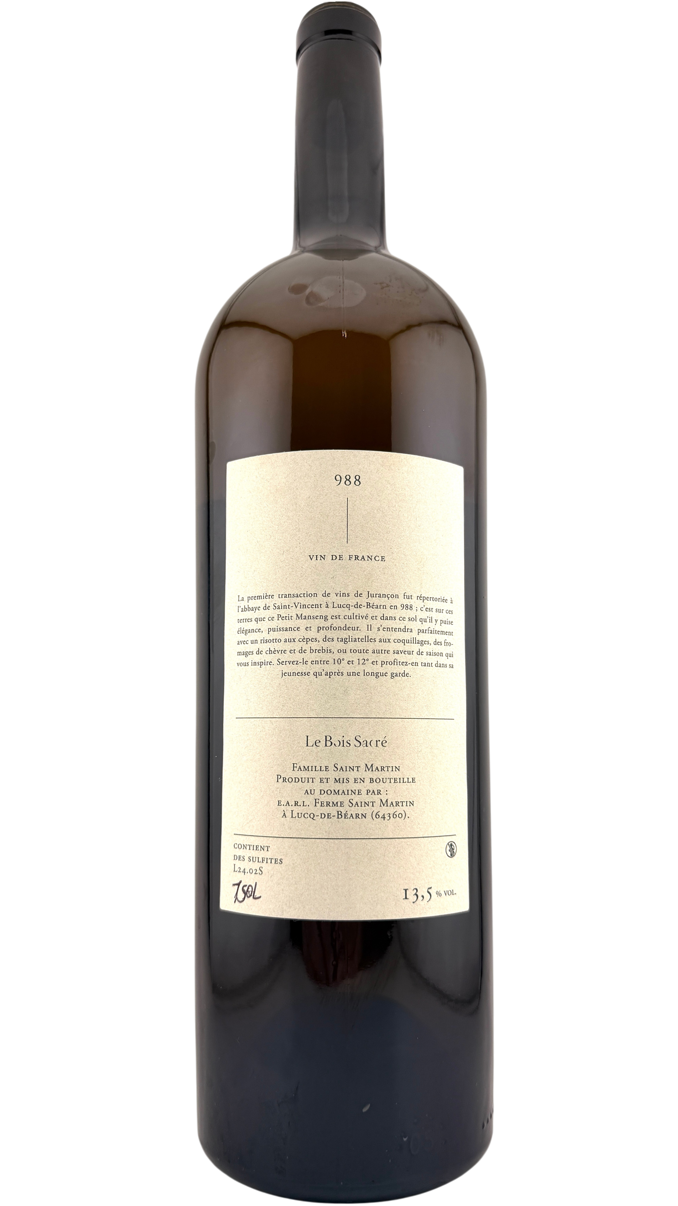 Vin de France "988 NM" Le Bois Sacré MAGNUM