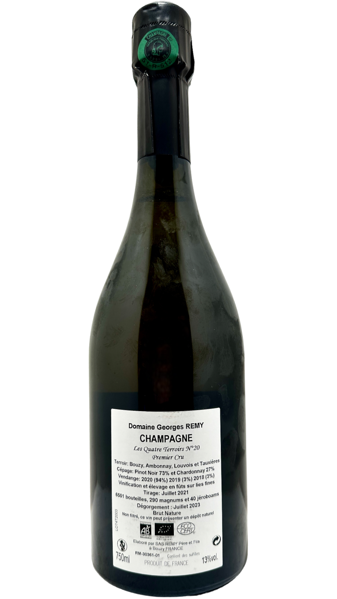vin effervescent champagne sparkling wine bio biodynamie nature natural wine organic artisan vigneron champagne chardonnay pinot noir pinot meunier georges remy champagne extra-brut premier cru les quatre terroirs n°20