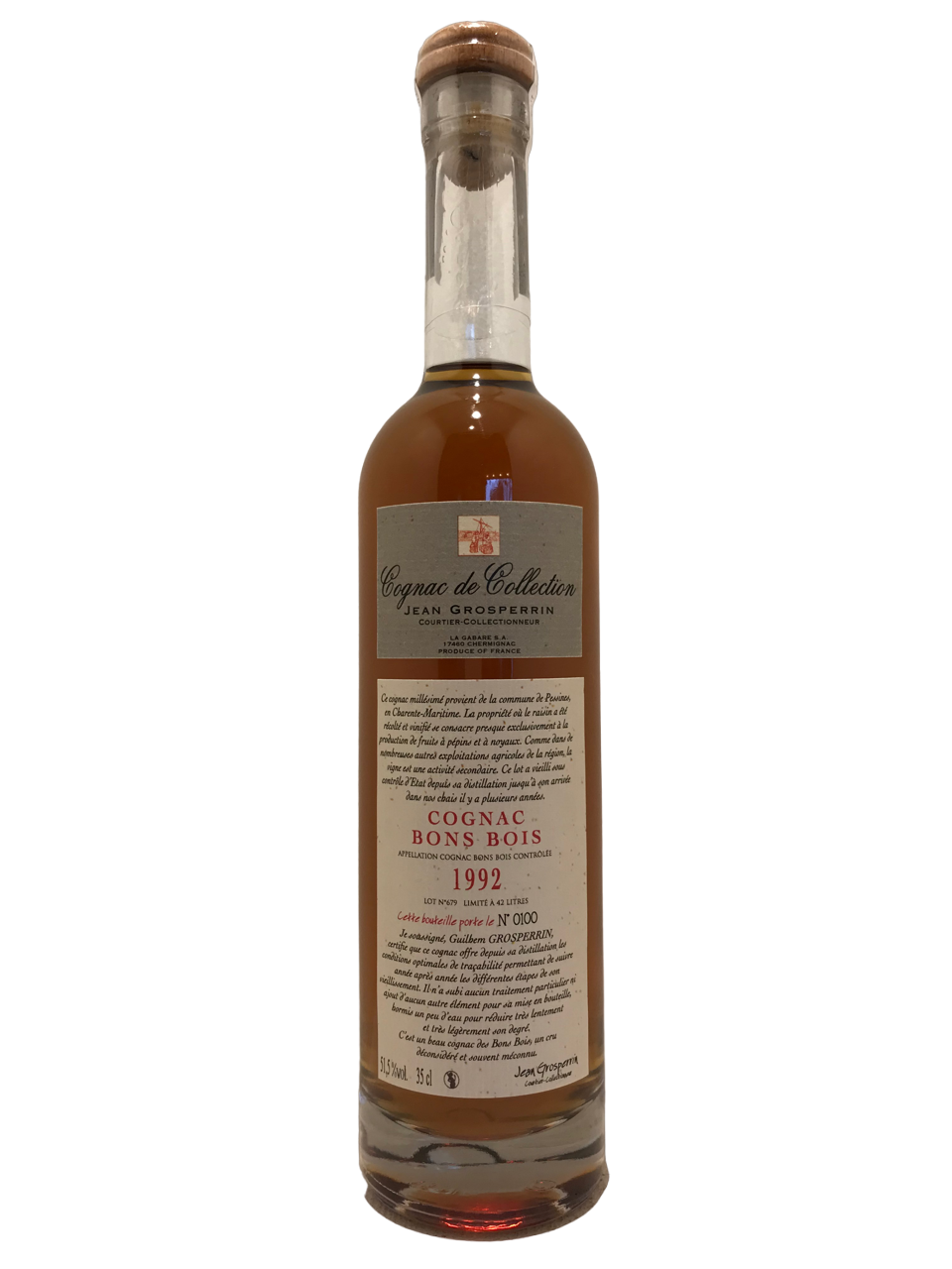 spirit spiritueux cognac france french maison grosperrin bons bois 1992 35 cl