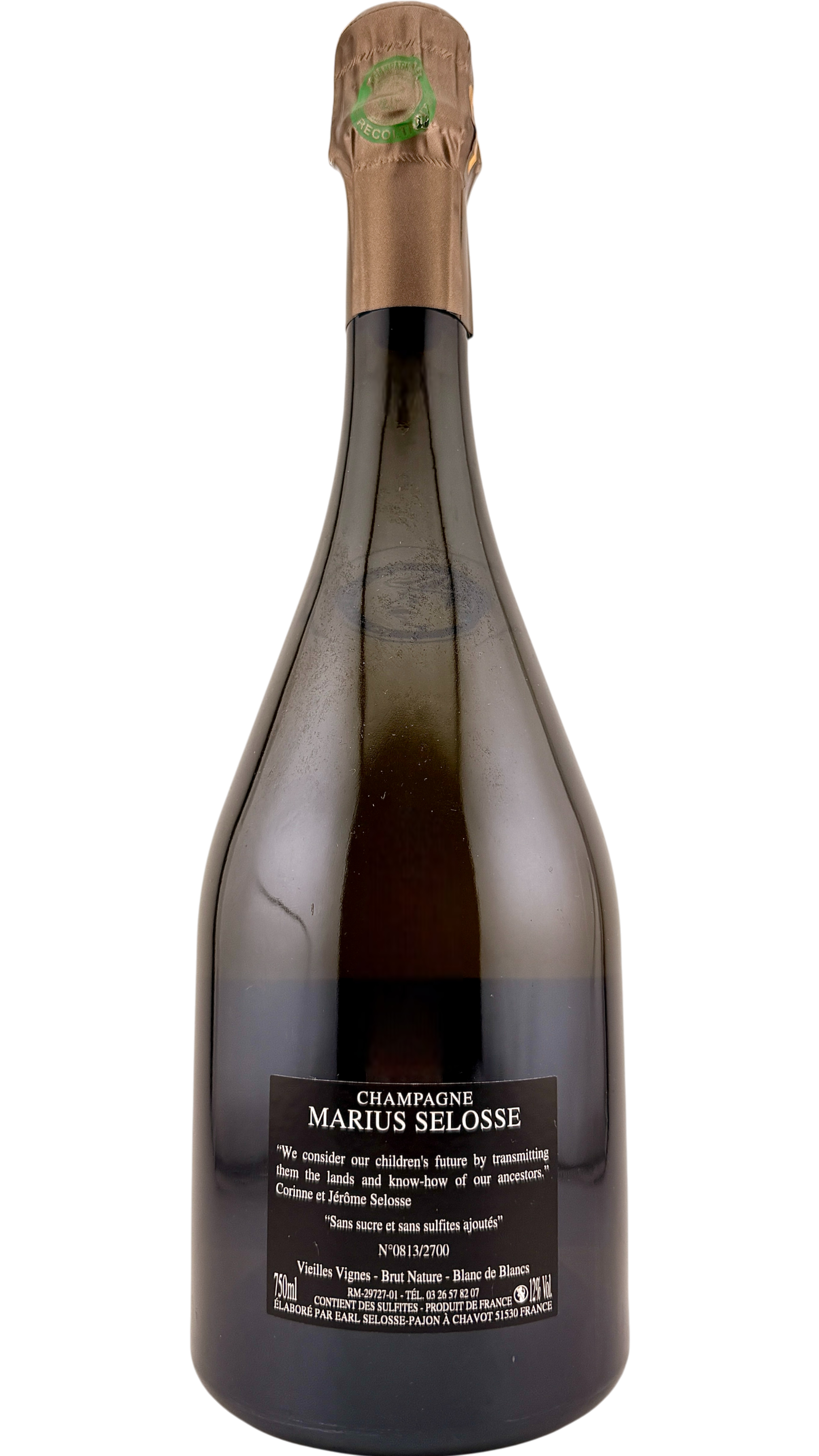Champagne Vielles vignes Marius Selosse côte des blancs chardonnay grand cru avize blanc de blancs craie crayeux sparkling wine vin effervescent brut nature bio biodynamie organic vin naturel natural wine vieilles vignes