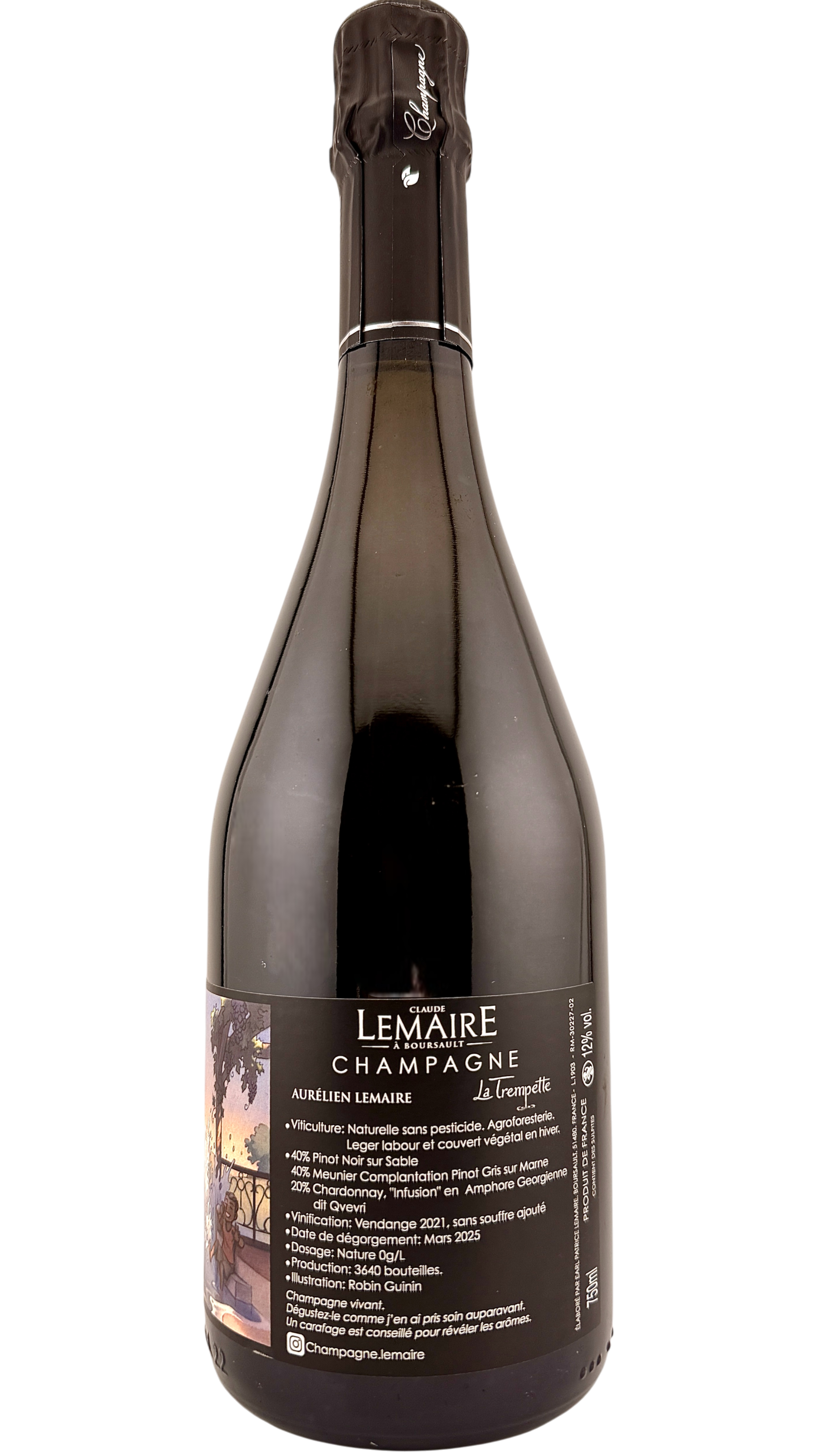 Champagne La Trempette Aurélien Lemaire sparkling wine vin naturel bio biodynamie vin naturel natural wine organic vallée de la marne pinot noir pinot meunier pinot gris chardonnay qvevri amphore