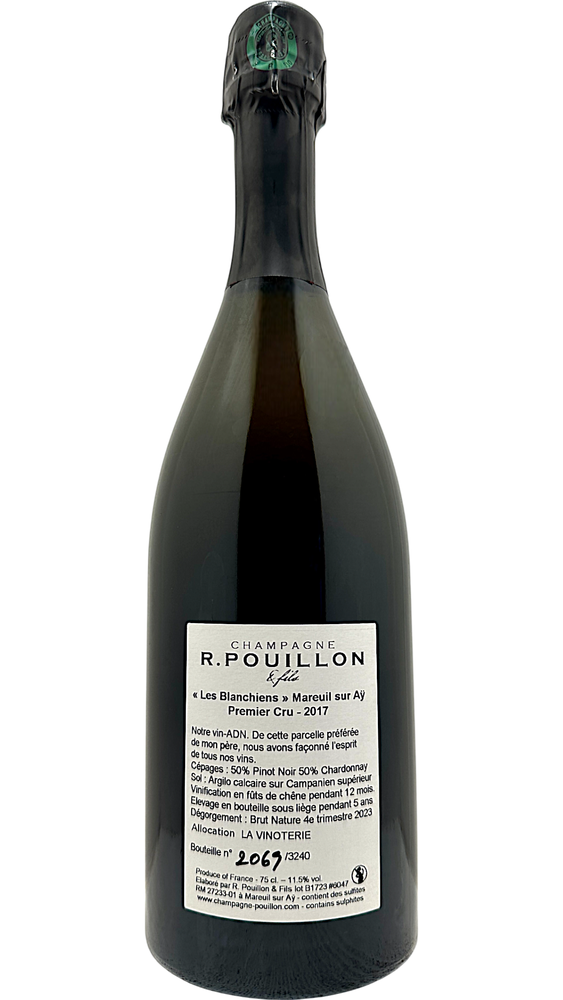 Champagne Les Blanchiens R Pouillon vin effervescent sparkling wine méthode pouillon montagne de reims pinot noir chardonnay pinot meunier bio biodynamie brut nature non dosé parcellaire small plot millésime 2017