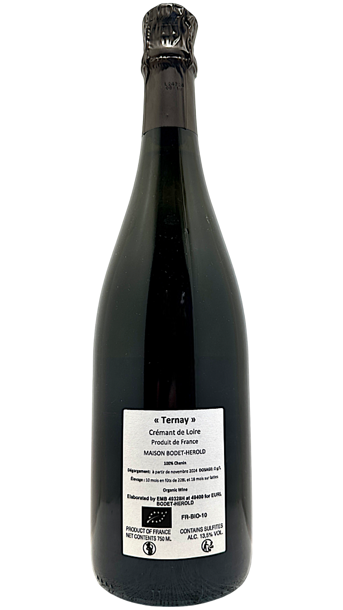Crémant de loire Ternay 2022  Maison Bodet-Herold vin de la loire valley wine sparkling white wine vin blanc effervescent chenin grappes bio biodynamie biodynamic clos rougeard