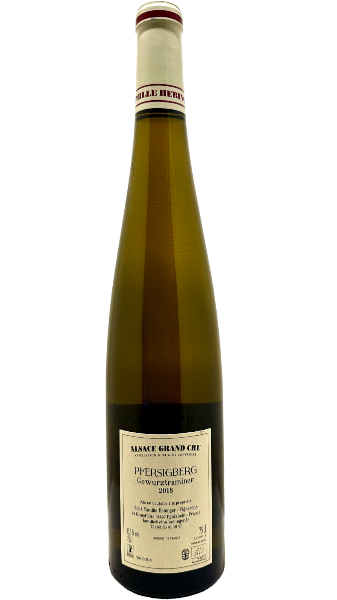 Gewurztraminer Grand cru pfersigberg Domaine Hebinger.