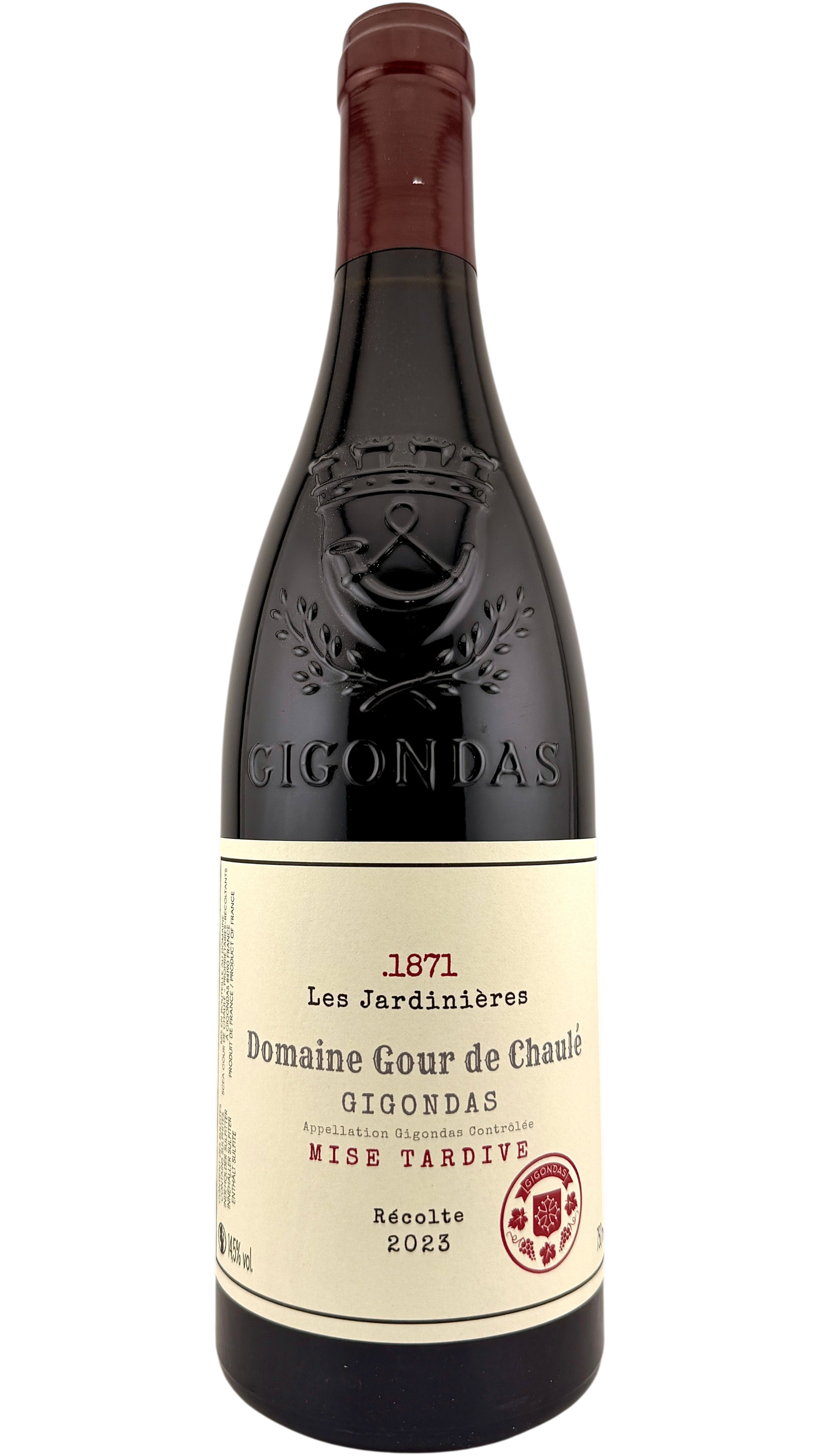 Gigondas Les Jardinières Mise tardive Domaine Gour de chaulé