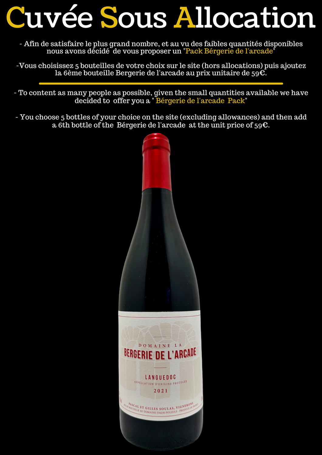 Languedoc Domaine de la Bergerie de l'arcade 2021  frères soulas organic biodynamie natural nature bio syrah grenache