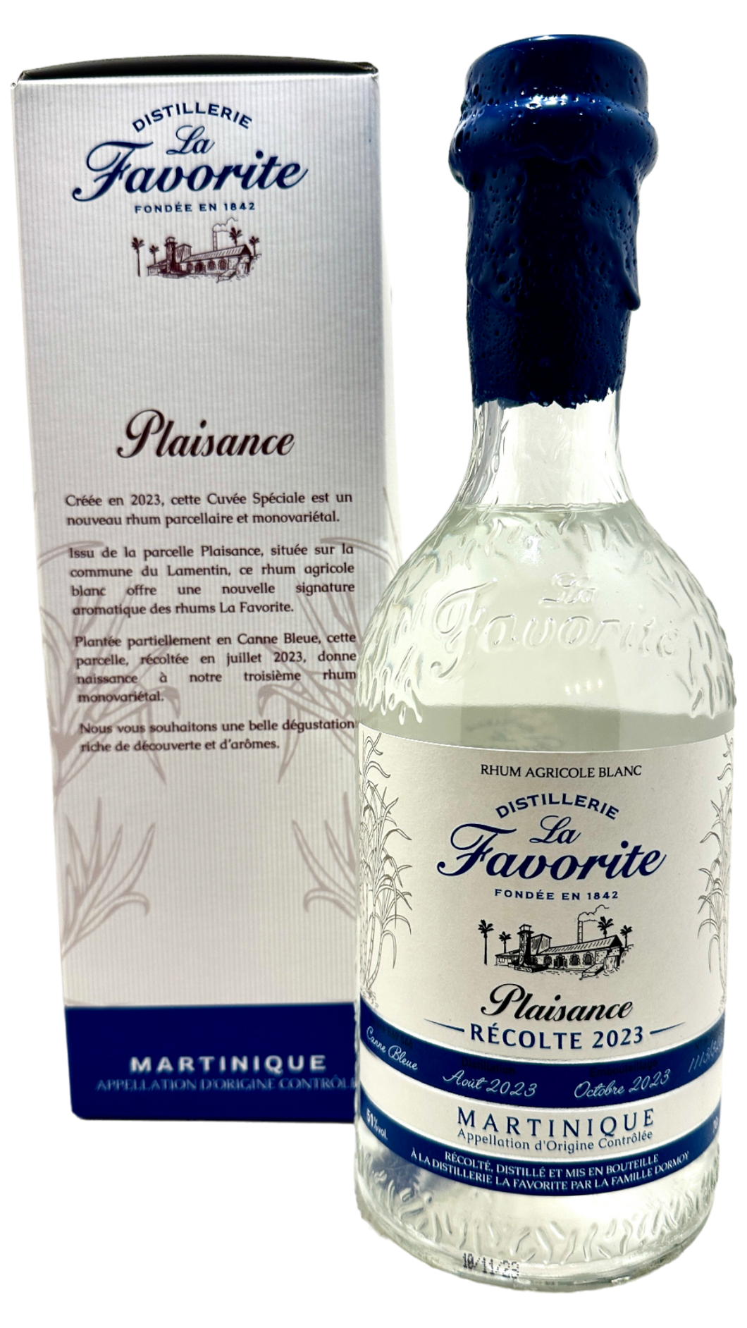Rhum blanc La Favorite Plaisance 2023 canne bleue spirit spiritueux rhum de la martinique rum