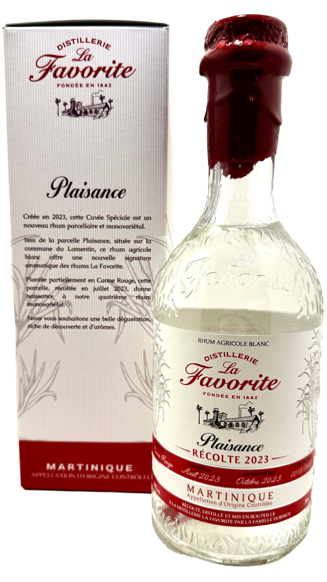 Rhum blanc La Favorite Plaisance 2023 canne rouge