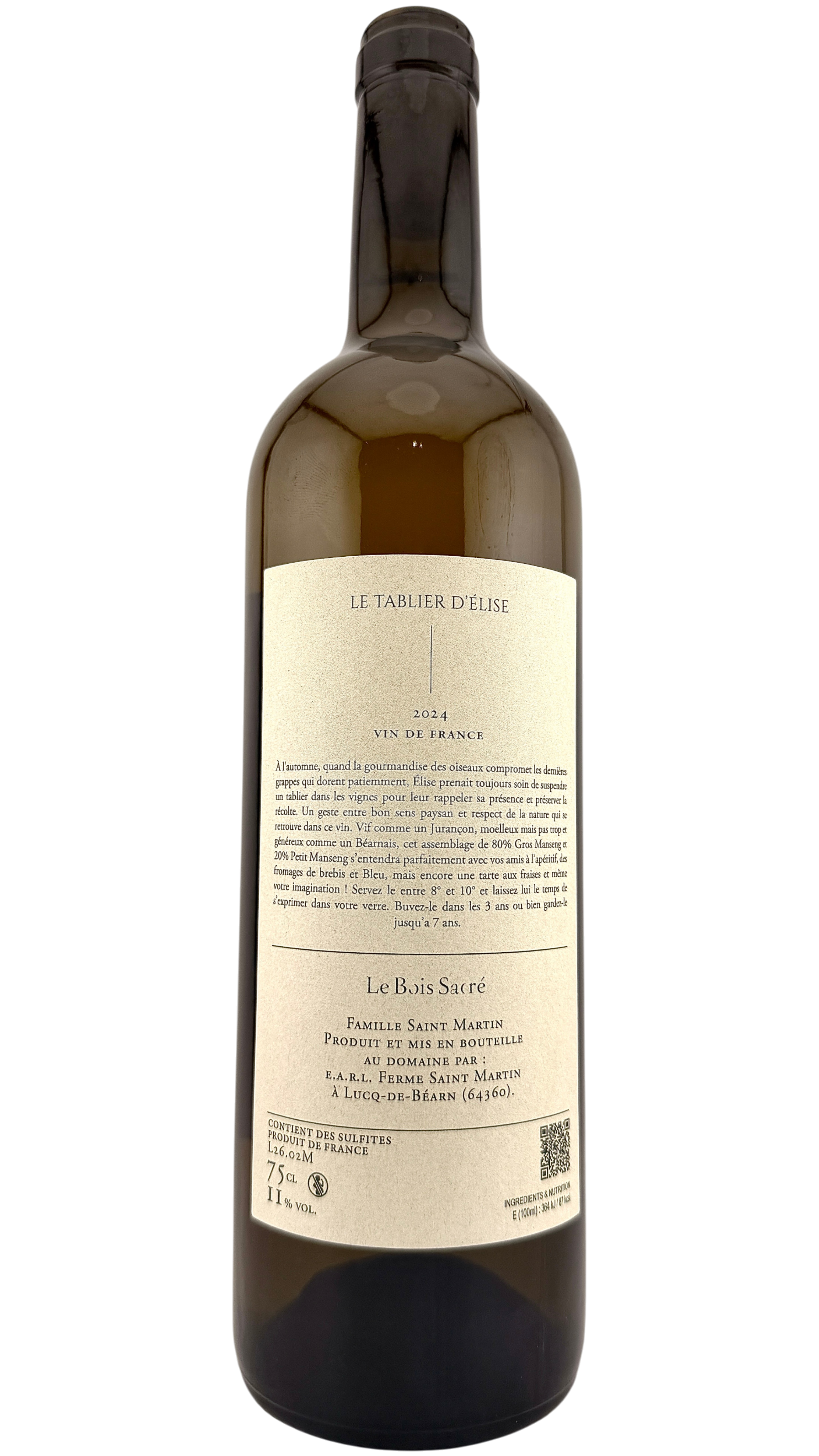 Vin de France _Le tablier d'Élise_ Le Bois Sacré