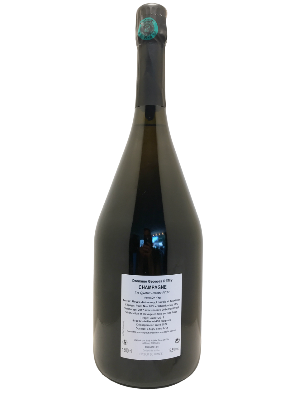 vin effervescent champagne sparkling wine bio biodynamie nature natural wine organic artisan vigneron champagne chardonnay pinot noir pinot meunier georges remy champagne extra brut premier cru les quatre terroirs n°17 magnum